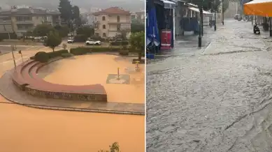 Ege Bölgesinde Kuvvetli Yağış: Pazar Yeri Sular Altında